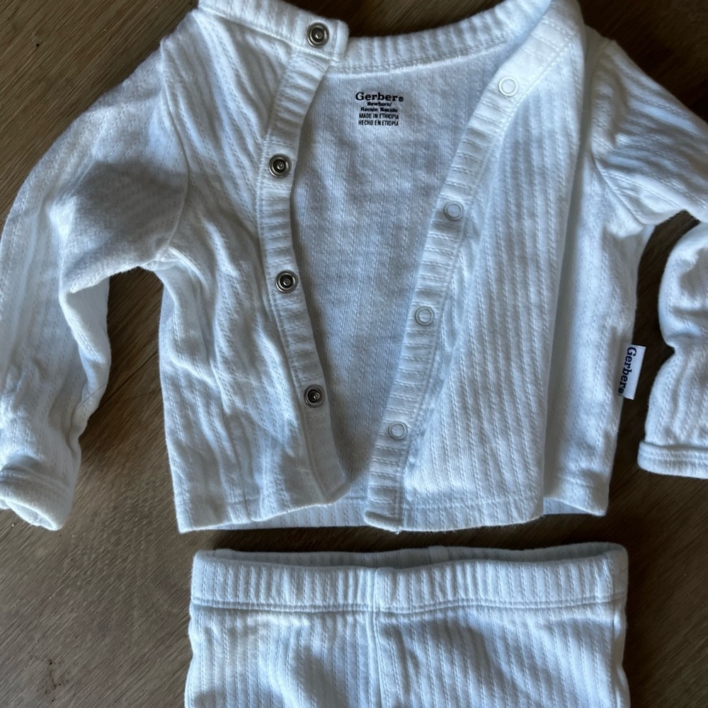 Gerber White Ribbed Baby Two-Piece Set